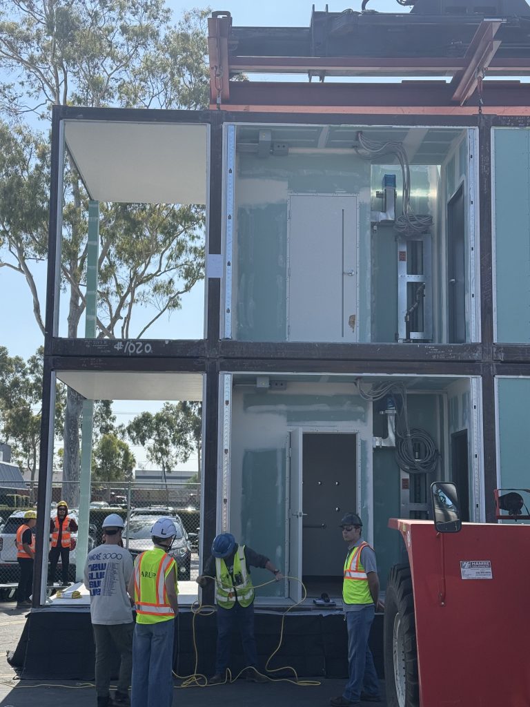 Cal Poly dorm room products, in a installation test. Images by FullStack Modular (2/3)